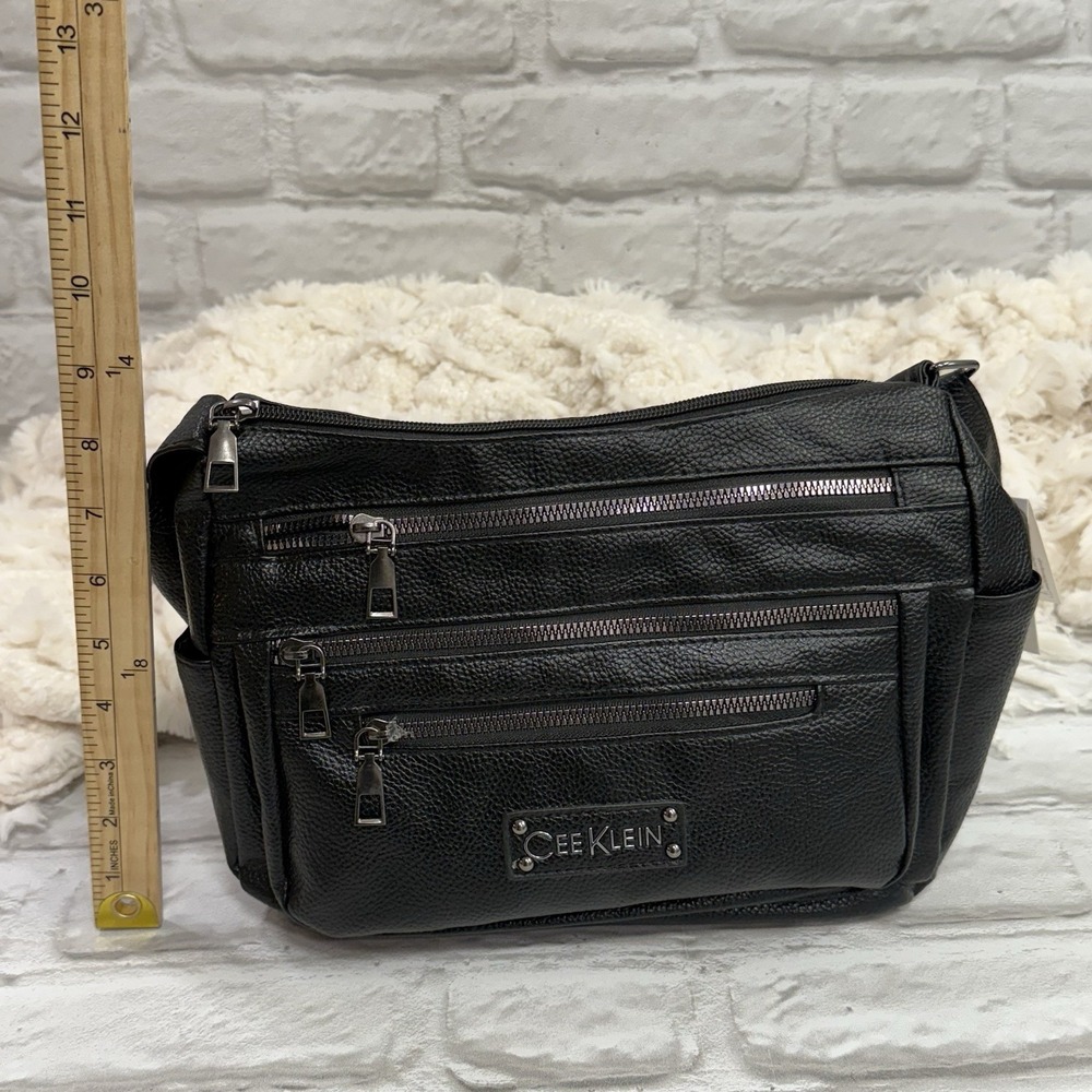 Cee Klein New York Black‎ Cross Body Purse Vegan Leather Designer Bag Purse New - Picture 10 of 13